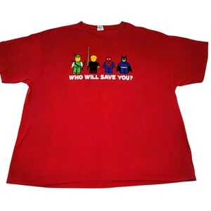 Red Graphic T-Shirt with Superhero‎ Print